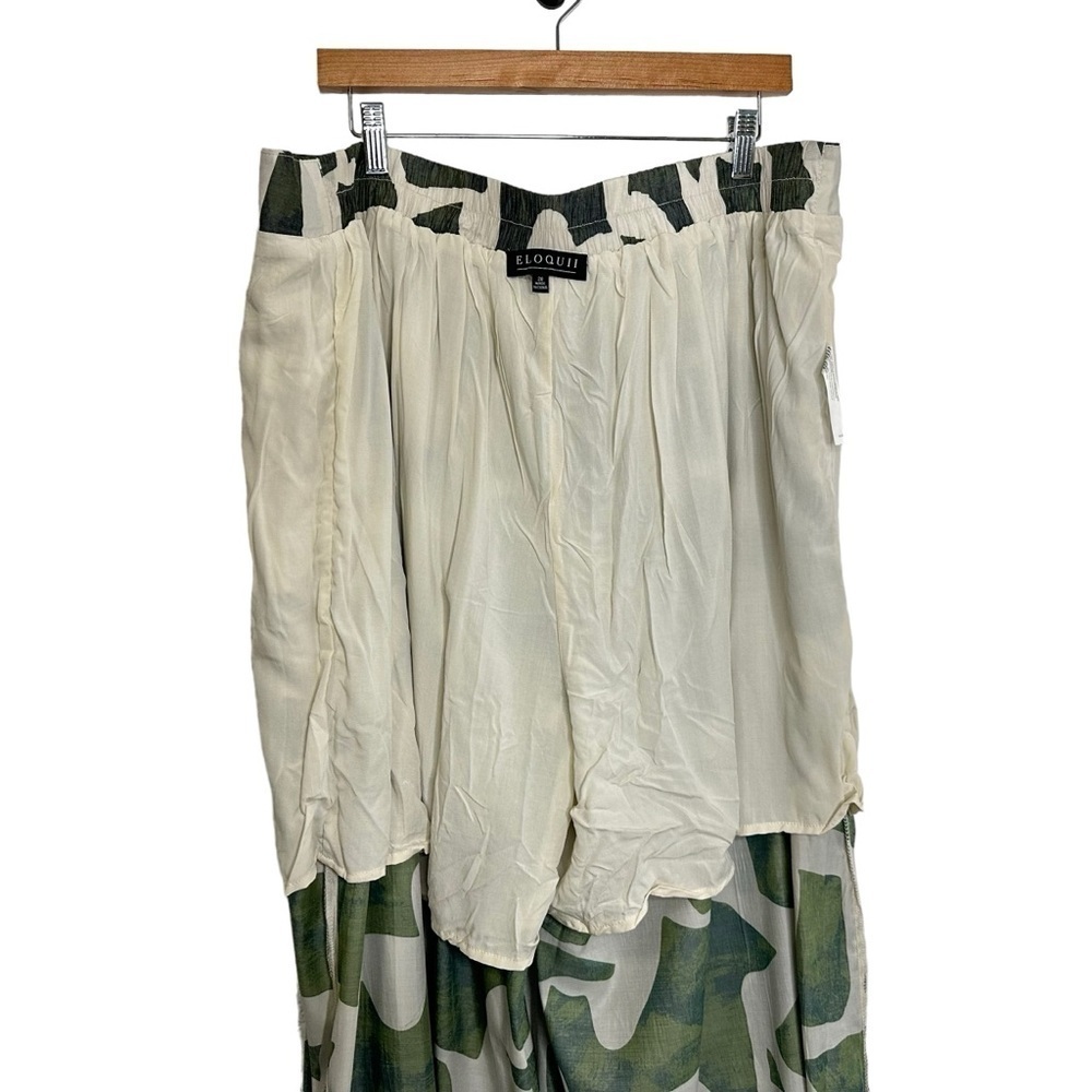 Eloquii Womens Printed Pull On Wide Leg Pant Size 20 Green Slit Hem - Picture 5 of 10